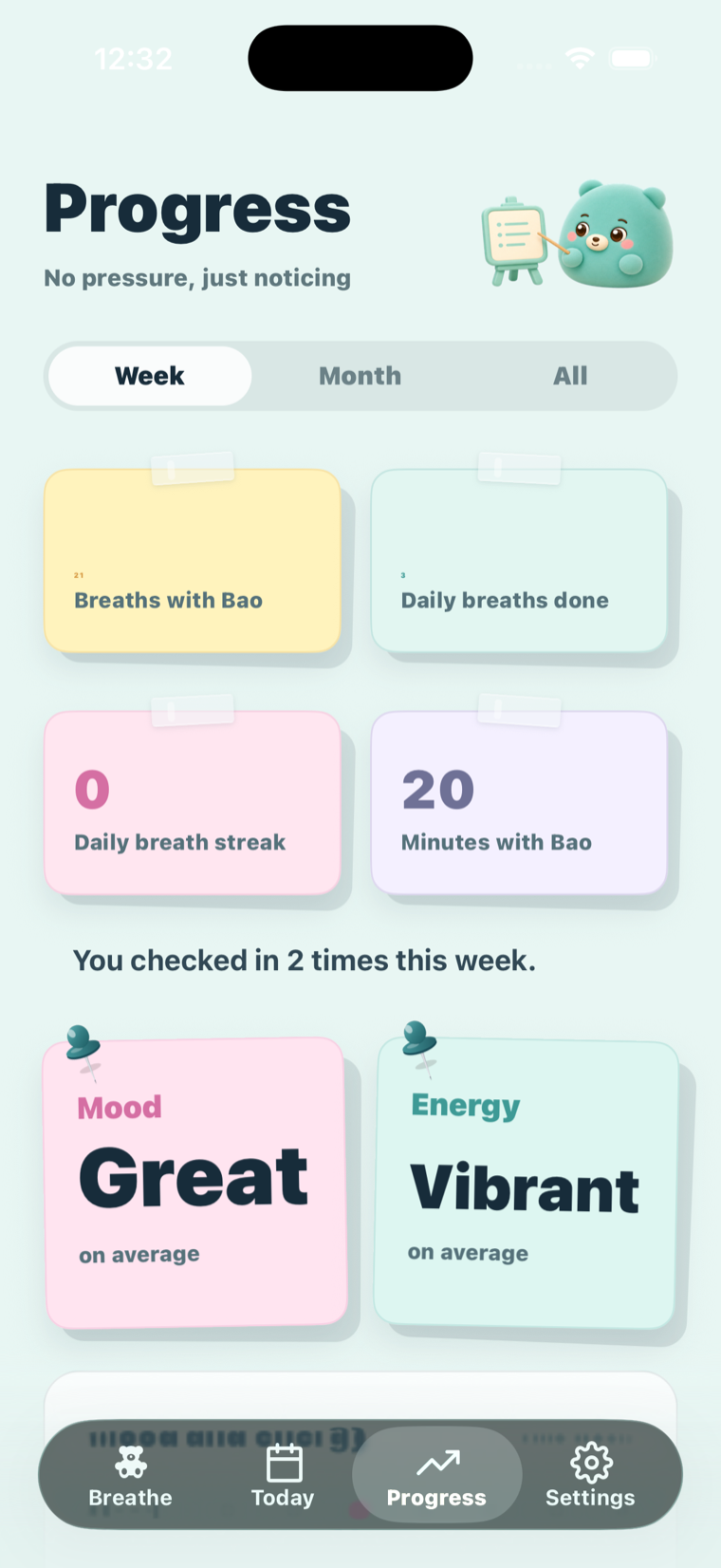 Bao app — Progress screen